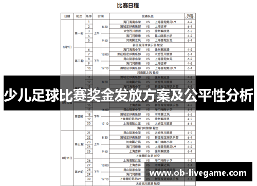 少儿足球比赛奖金发放方案及公平性分析